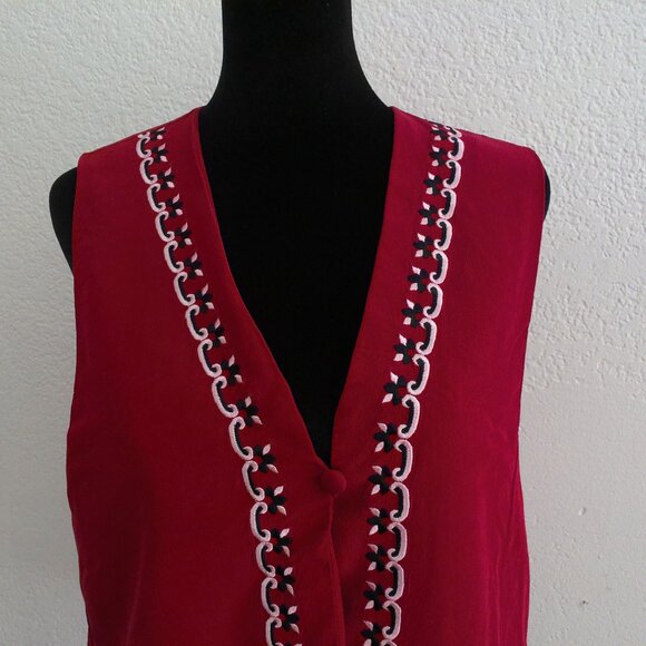 Diane Von Furstenberg, Red Vest, 100% silk, with embroidered detail - Picture 6 of 11